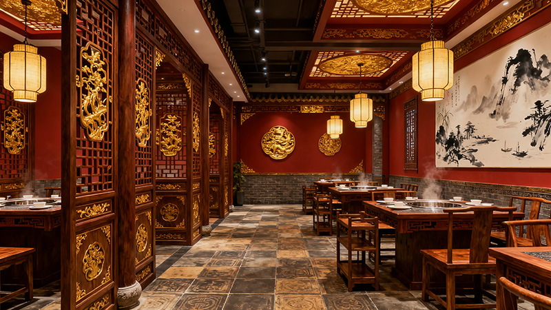 火鍋店裝修大氣效果圖錦集，打造差異化的風(fēng)格！