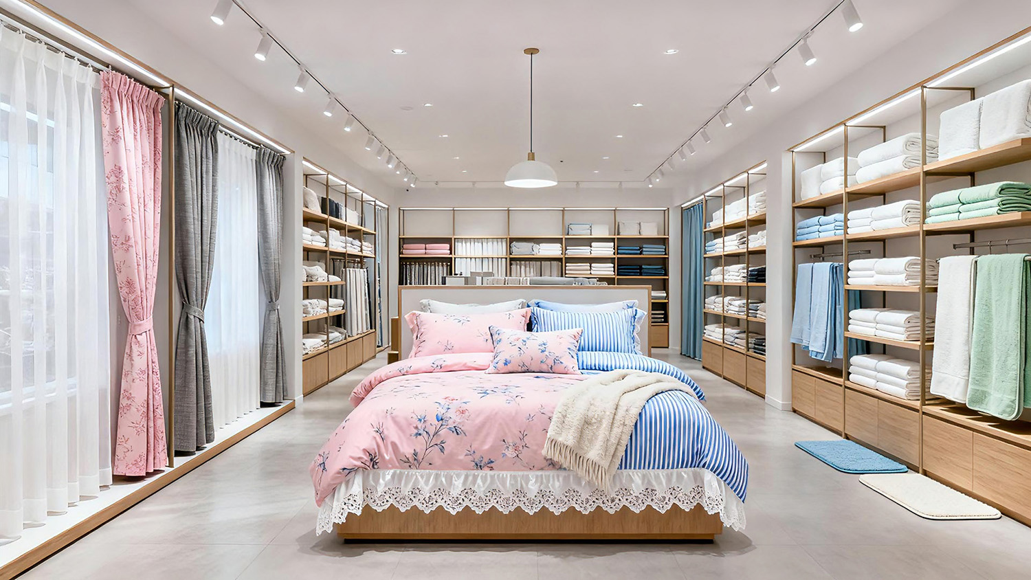 淺色系家紡店裝修效果圖